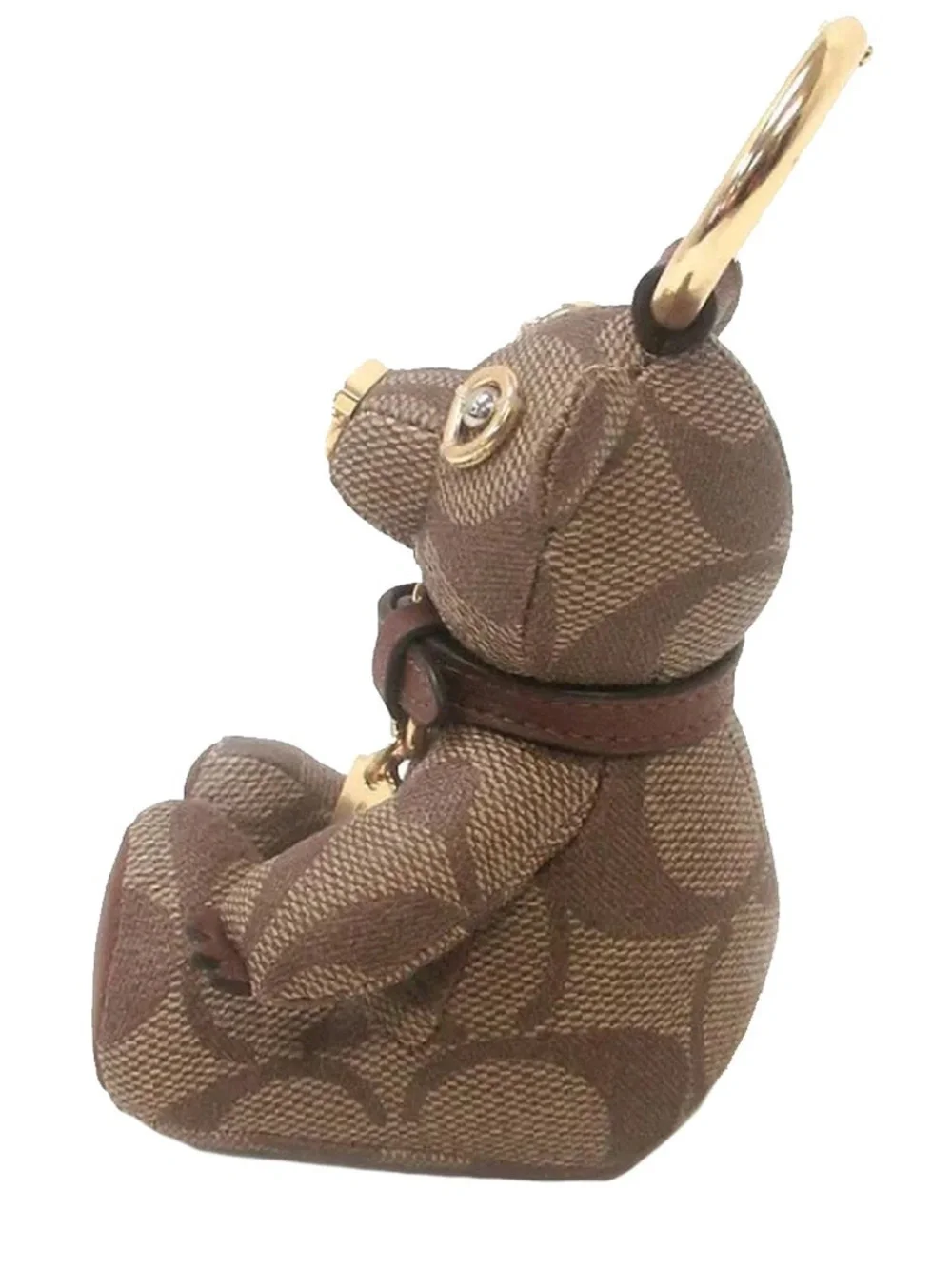 Coach Bear Bag Charm In Signature Canvas in Khaki/ Saddle CI012 NWOT
